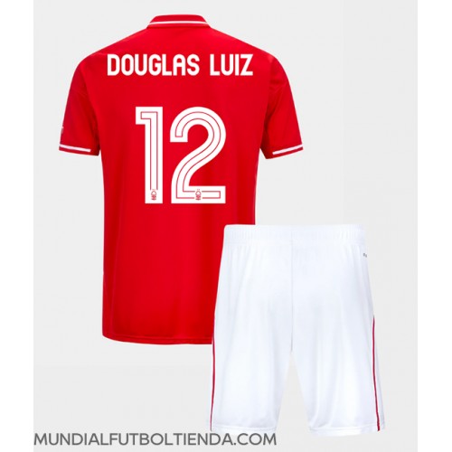 Camiseta Nottingham Forest Douglas Luiz #12 Primera Equipación Replica 2025-26 para niños mangas cortas (+ Pantalones cortos)